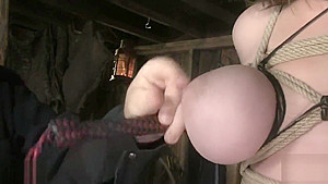 19yr old Sara Scott tighly breast bound bondage, boobs whipped hardn clamp