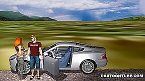 3D Redhead Fucked on the Hood of a Car