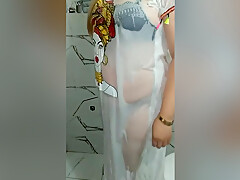 A Moroccan Woman Alone In The Bathroom Wearing Hot Transparent Clothes And Without Underwear