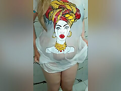 A Moroccan Woman Alone In The Bathroom Wearing Hot Transparent Clothes And Without Underwear