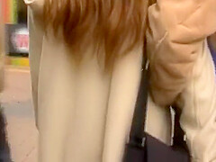 A Sexy Brunette Babe From Germany Gets Her Tits Sprayed In Public