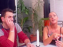 A Tattooed German Babe Loves Two Hard Cocks At The Same Time