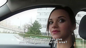 A stranded charming teen 18+ Lea Guerlin fucked inside the car