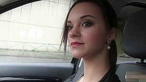 A stranded charming teen 18+ Lea Guerlin fucked inside the car
