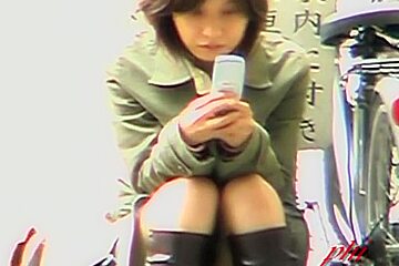 Affectionate young tramp reading some text messages during wild sharking