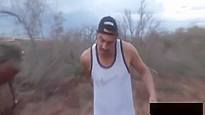 African Slave Takes Two Long Schlongs Outdoors