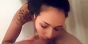Amazing tattoo gf shower bj cumshot