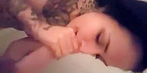 Amazing tattoo gf shower bj cumshot