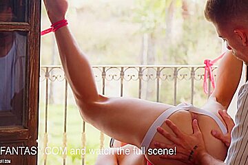 Anal Stretching Session In The Balcony! With Bambi Cute And Erik Devil