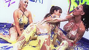 Another Lesbian Threesome Featuring Three Horny Girls Who Make A Mess