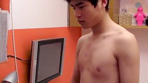 Asian Boy Wanks, Cums And Showers