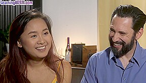 Asian beauty fucked in BDSM session by big white cock