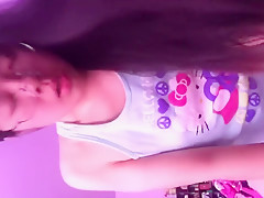 Asian cums hard on big cock