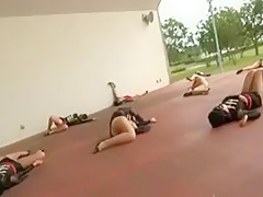 Asian hotties are trying out for super hero school and get