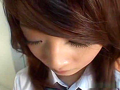 Ayu expertly sucks a throbbing cock and is rewarded with cum