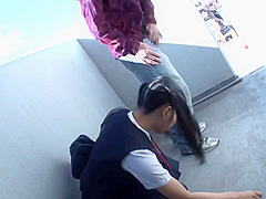 B3A0502-Screwing a cock into a girl's throat on the stairs of an aB3A0502-