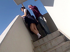 B3A0502-Screwing a cock into a girl's throat on the stairs of an aB3A0502-