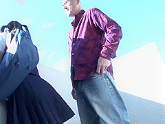 B3A0502-Screwing a cock into a girl's throat on the stairs of an aB3A0502-