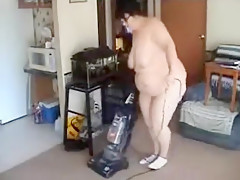 BBW vacuuming in the Nude Lots of big ass bending over shots - Not HD