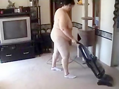BBW vacuuming in the Nude Lots of big ass bending over shots - Not HD