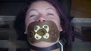 BDSM sub dominated in pillory before group