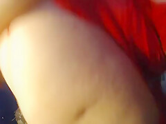 Ballgag Collar Nipple Clamps And Anal In Red Lingerie