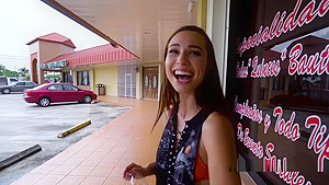 Beautiful Brunette Playing Hard In Public