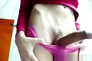 Beautiful hung big cock transsexual masturbates on TScumshot