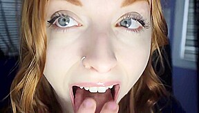 Beautiful redhead tongue fetish