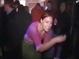 Beauty girl dancing nude in bar