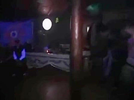 Beauty girl dancing nude in bar