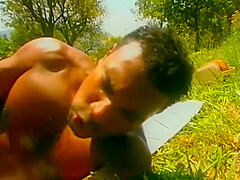 Big Tits Blonde Enjoys A Big Black Mutant Cock Outdoors