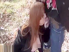 Big Titty Redhead bj in a park