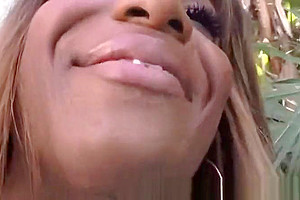 Big ass ebony shemale forces guy to deepthroat her cock