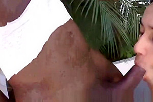 Big ass ebony shemale forces guy to deepthroat her cock