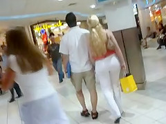 Big booty blonde MILF at the mall