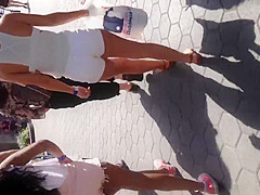 Big booty teen 18+ in white shorts