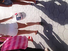 Big booty teen 18+ in white shorts