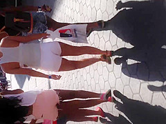 Big booty teen 18+ in white shorts