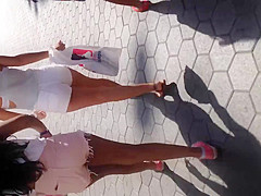 Big booty teen 18+ in white shorts