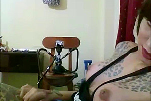 Big tits tattooed shemale teen 18+ gets horny