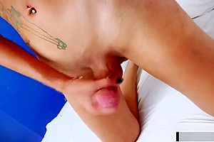 Big tits tgirl Nicolle Matarazzo is jerking off her big cock