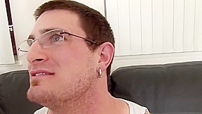 Bimbo With Short Brown Hair Gives a Guy a Blowjob