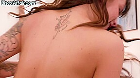 Bisexual tattooed babe sucks and gets nailed in threesome
