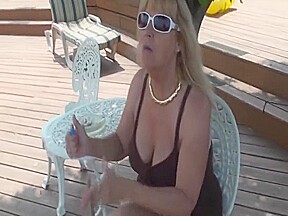 Bit Tit Blonde Granny Outdoors