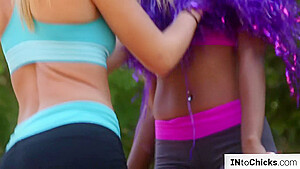 Black cheerleading dyke sixtynining gf after practice