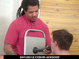 BlackGodz - White Frat Boy Dominated With Dildo By BBC Hunk