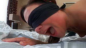 Blindfolded babysitter masturbating