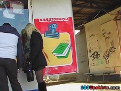 Blond shawty upskirts hose