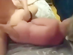 Blond takes on 3 cocks